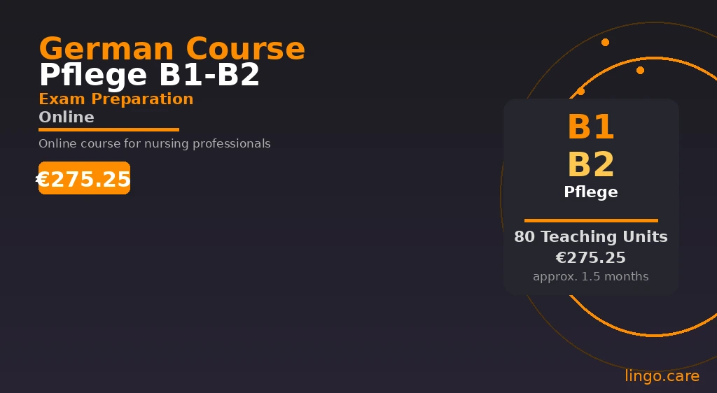 German Course Exam Prep telc B1-B2 Pflege — Online for Nursing Professionals