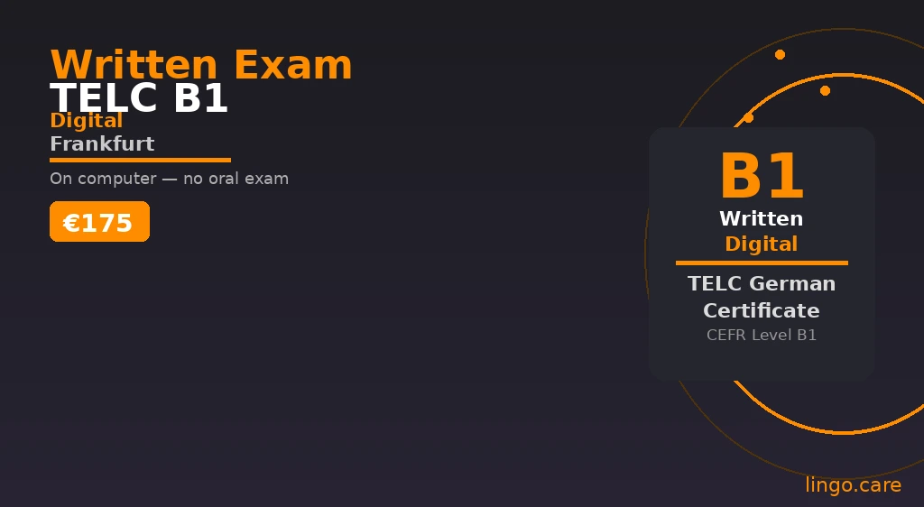 TELC Written Exam B1 Digital Frankfurt — On Computer, No Oral Exam