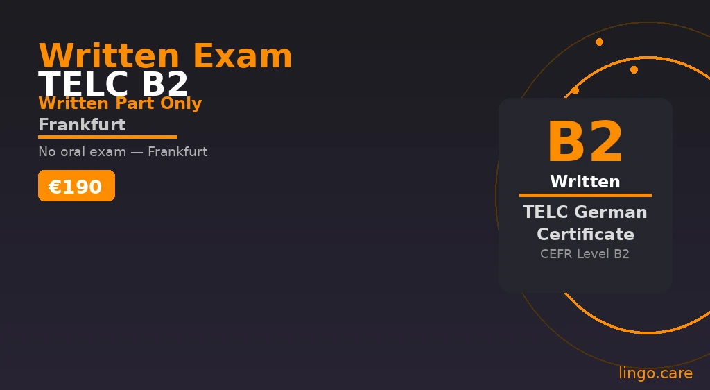 TELC Written Exam B2 Frankfurt — Written Part Only, No Oral